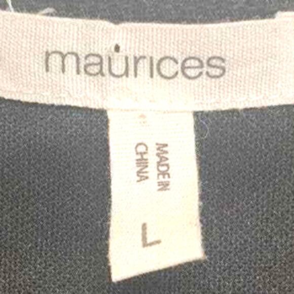 Maurices Black Blouse Long Large Faux Wrap Lace Deep V Neck Sexy Glam Romantic - Picture 3 of 5